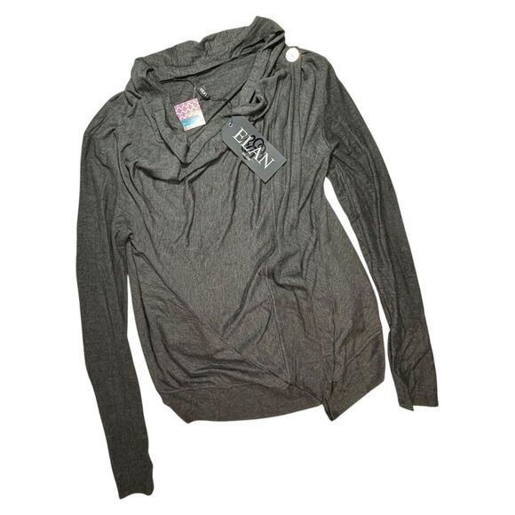 NWT  Elan Womens Assymetrical Button Sweater Black Medium - Picture 1 of 7